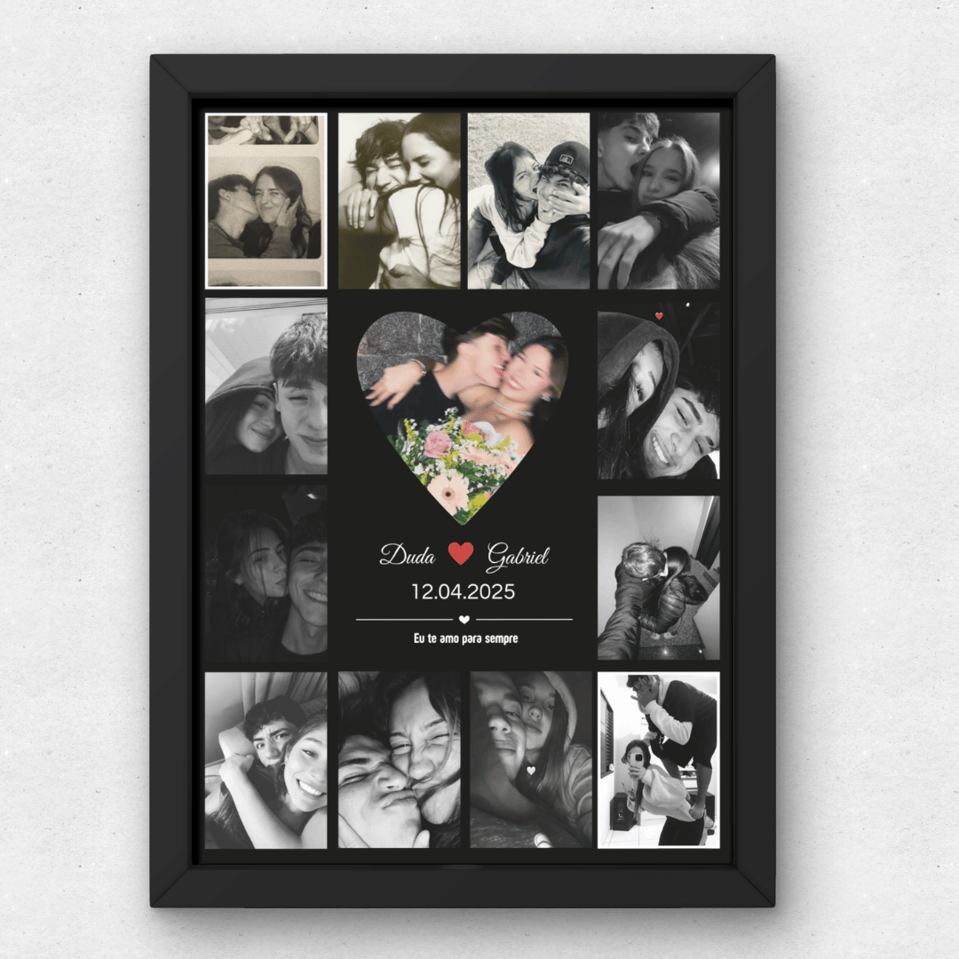 Quadro C/ Moldura Casal Personalizado 13 Fotos