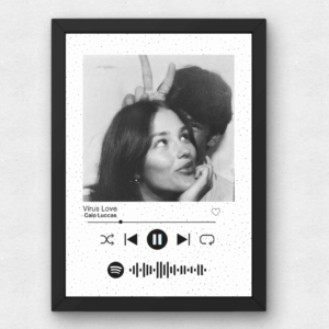 Quadro Casal Spotify Personalizado C/ Moldura Fundo Branco