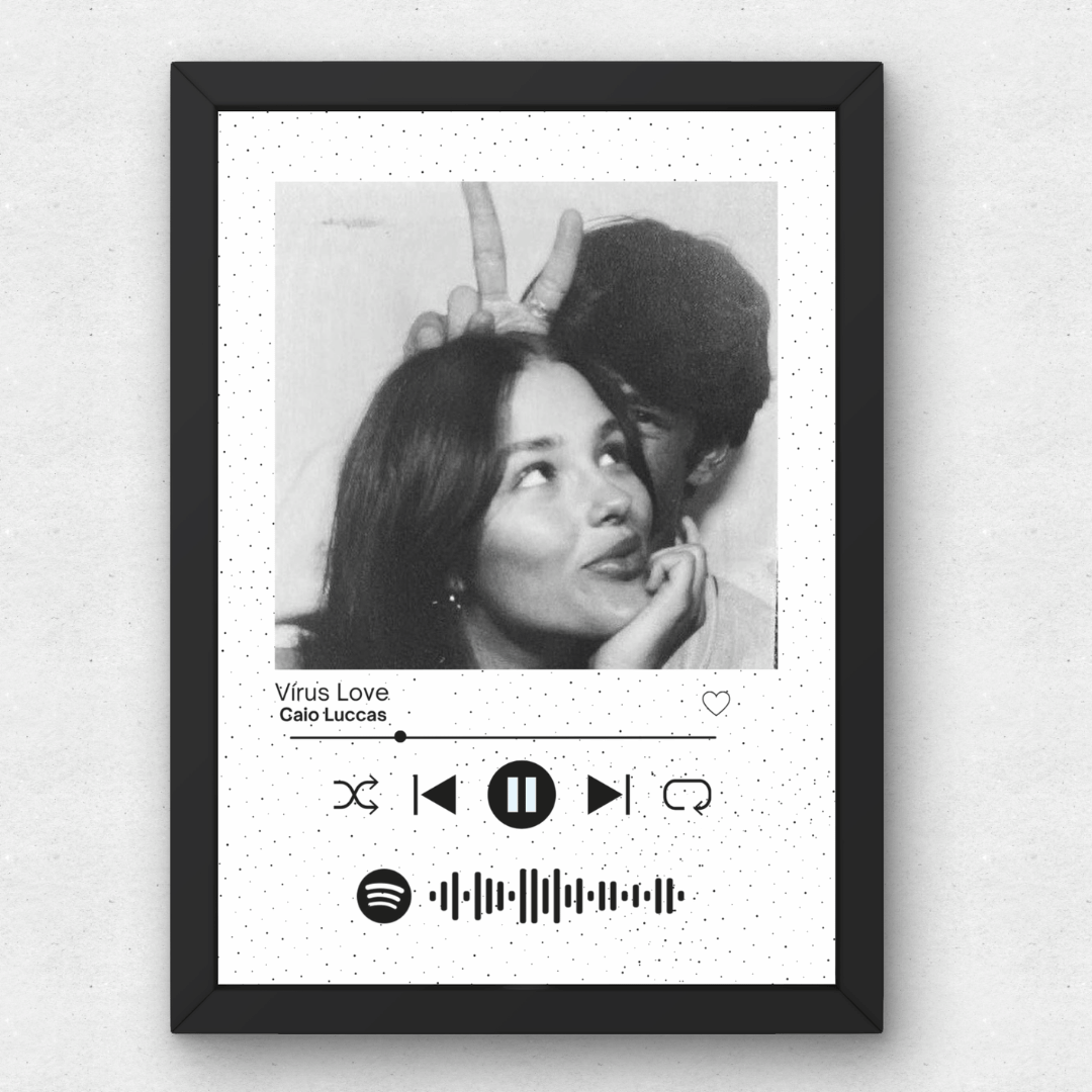 Quadro Casal Spotify Personalizado C/ Moldura Fundo Branco