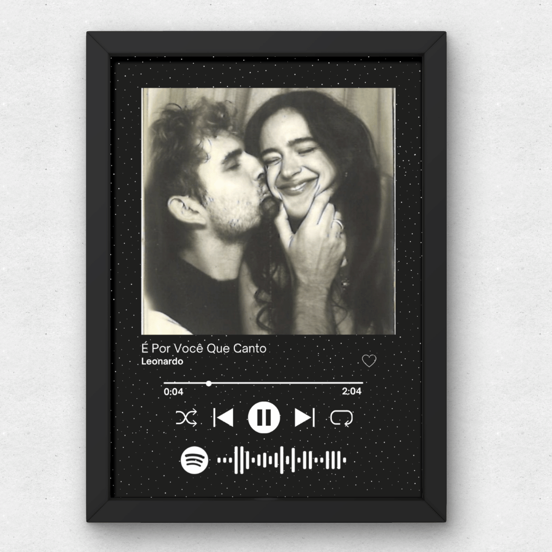 Quadro Casal Spotify Personalizado | Fundo Preto
