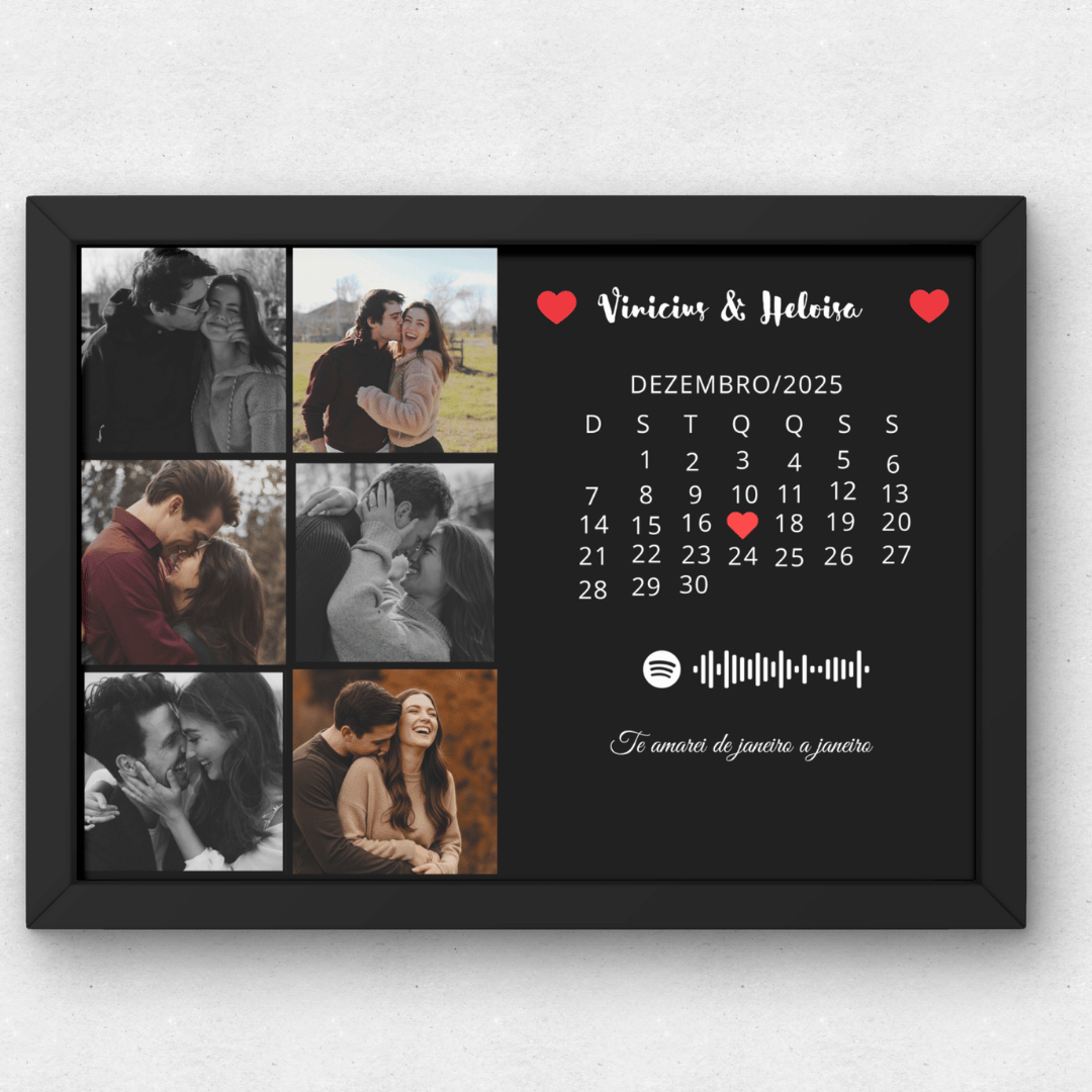 Quadro Casal Personalizado C/ 6 fotos
