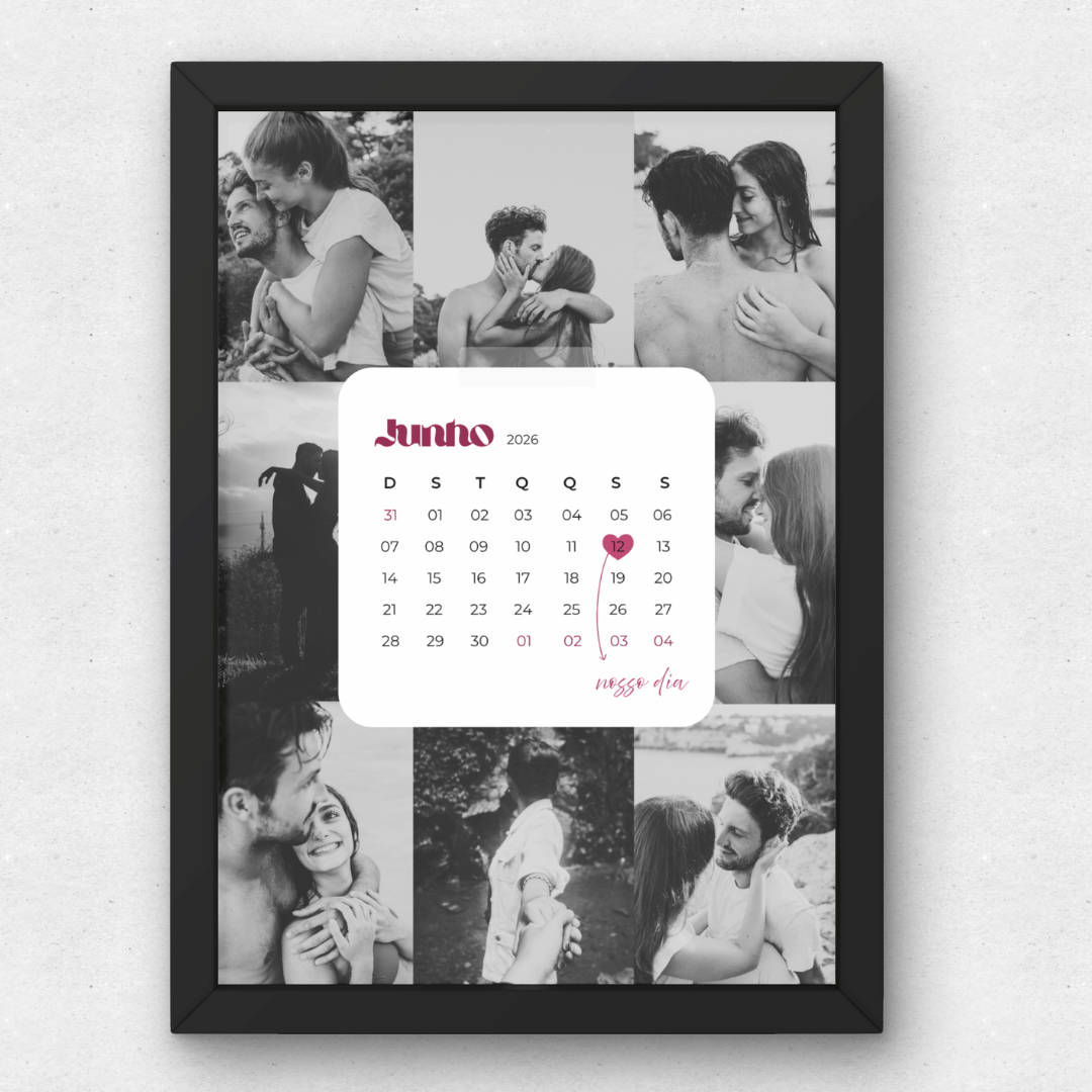 Quadro Casal Personalizado C/ 8 Fotos + Data Especial