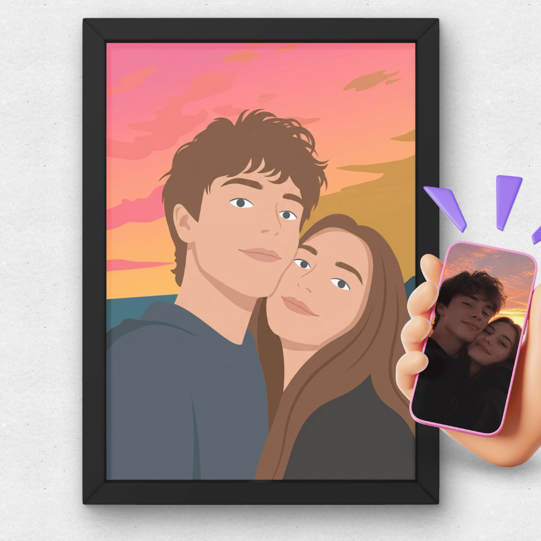 Quadro Cartoon Personalizado Efeito Minimalista (Feito em I.A)