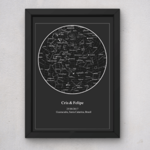 Quadro Casal Mapa Estelar Preto