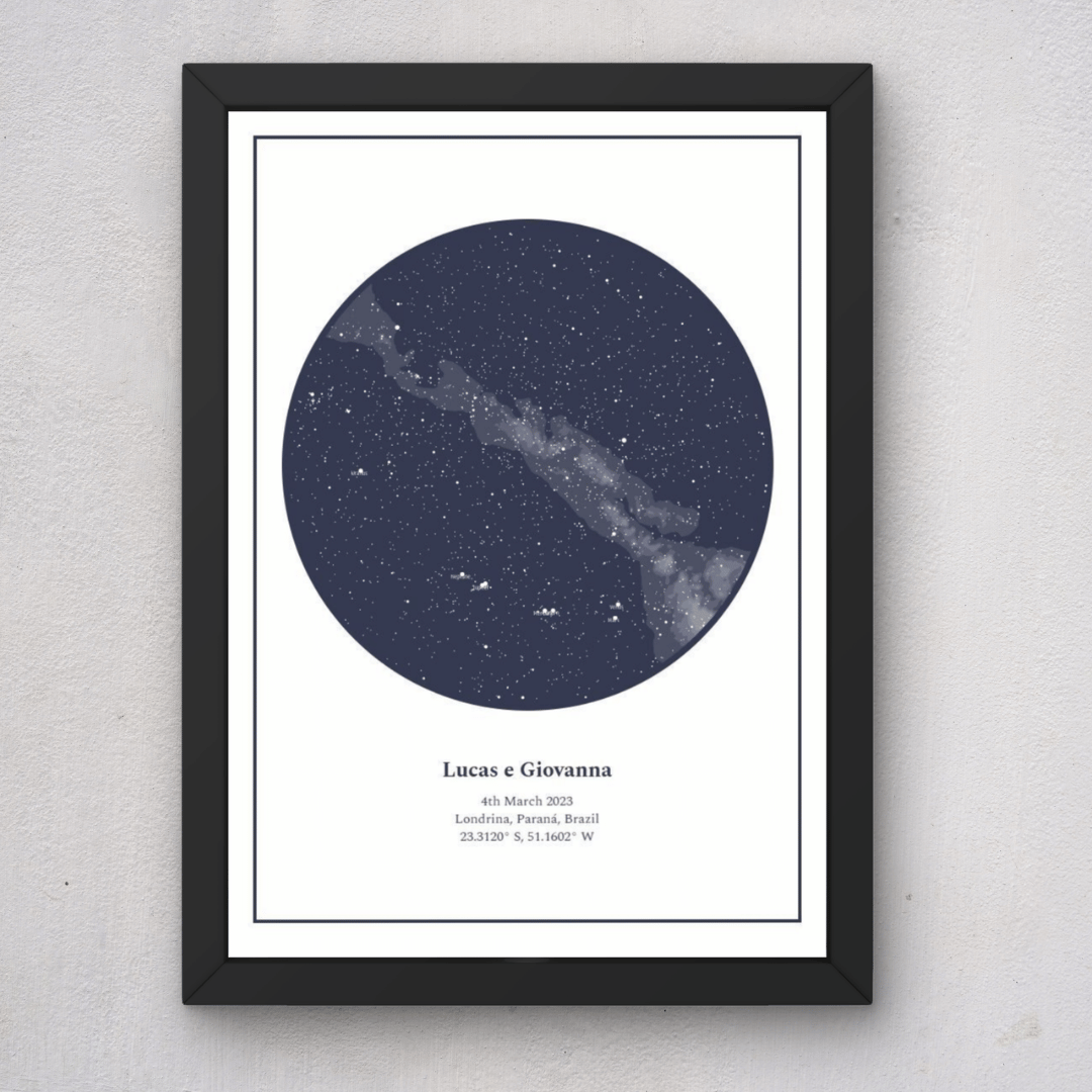 Quadro Casal Mapa Estelar Branco